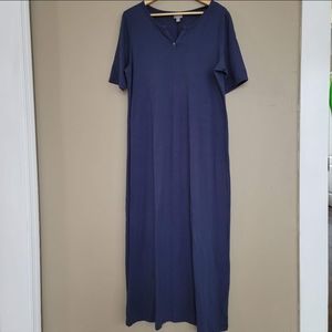 J.Jill Women Cotton Blend Maxi Summer Dress Navy Sz L  TALL Color Navy